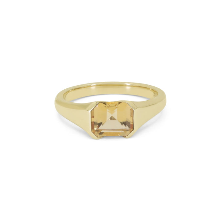 Beautiful Hand Crafted 14K Yellow Gold 6X8MM Citrine And Diamond Essentials Collection Ring
