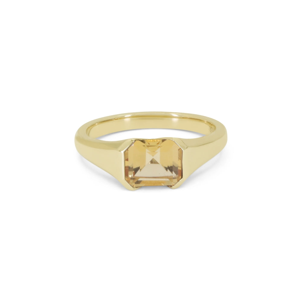 Beautiful Hand Crafted 14K Yellow Gold 6X8MM Citrine And Diamond Essentials Collection Ring