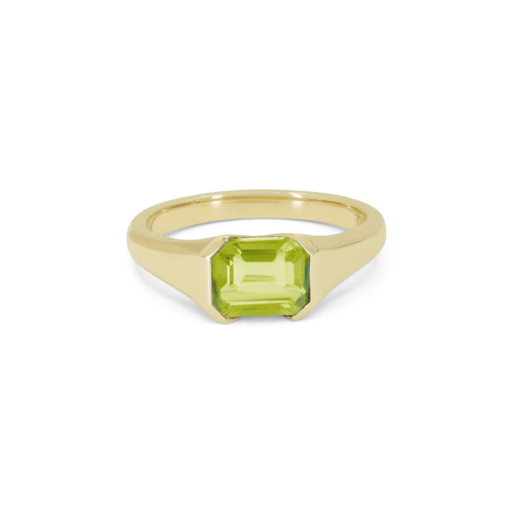 Beautiful Hand Crafted 14K Yellow Gold 6X8MM Peridot And Diamond Essentials Collection Ring