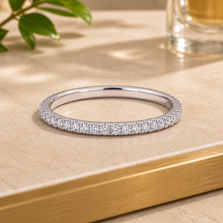 R1636 - 14K Gold Diamond Stackable Ring