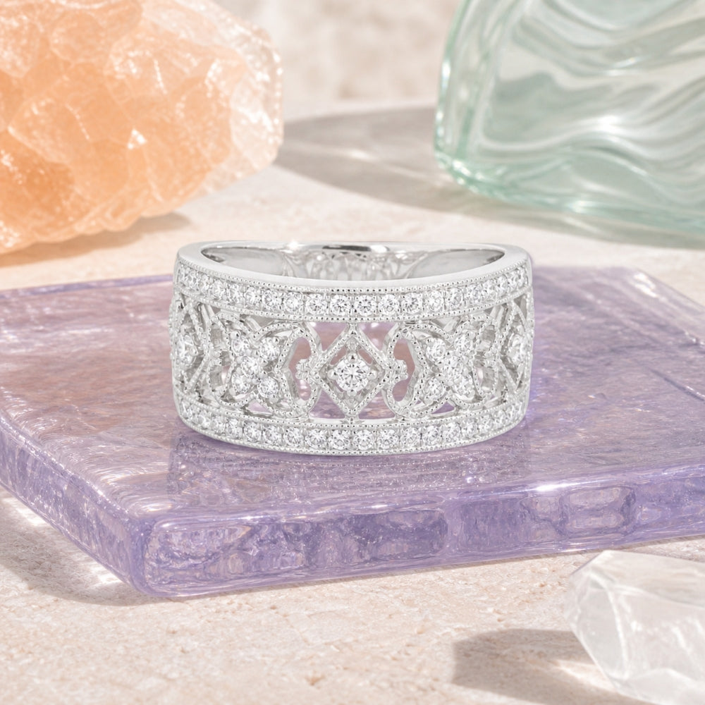 R1640 - 14K White Gold Diamond Cocktail Ring