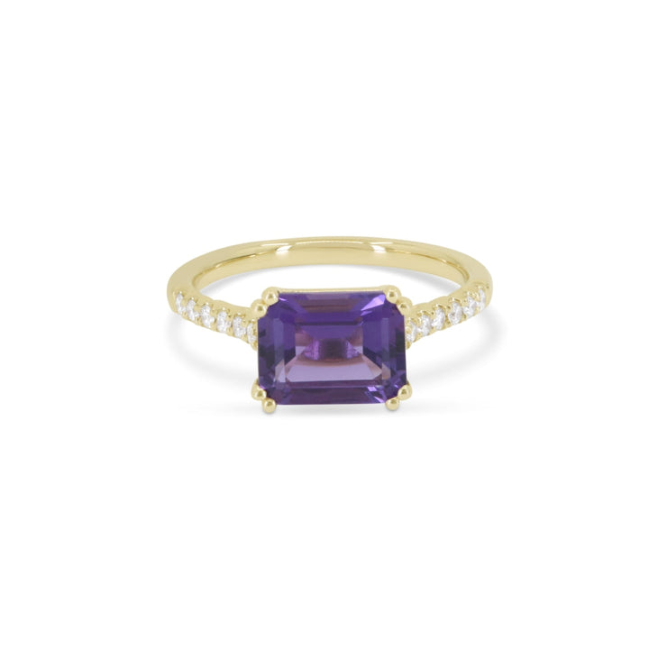 Beautiful Hand Crafted 14K Yellow Gold  Amethyst And Diamond Essentials Collection Ring