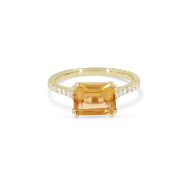 Beautiful Hand Crafted 14K Yellow Gold  Citrine And Diamond Essentials Collection Ring