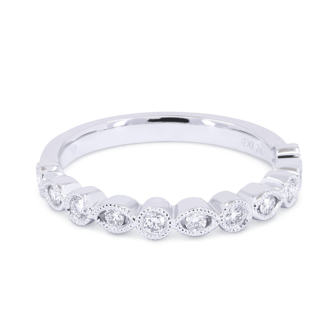 Beautiful Hand Crafted 14K White Gold White Diamond Bridal Collection Ring