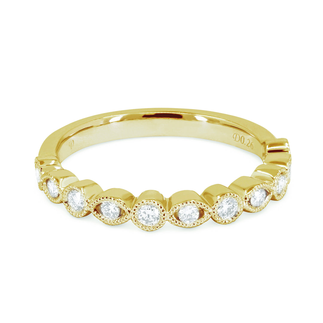 Beautiful Hand Crafted 14K Yellow Gold White Diamond Bridal Collection Ring