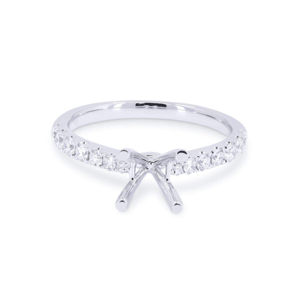 Beautiful Hand Crafted 14K White Gold   And Diamond Bridal Collection Ring