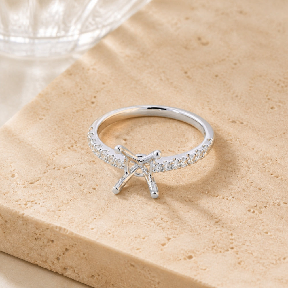 R1645 - 14K White Gold Diamond Engagement Ring
