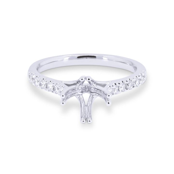Beautiful Hand Crafted 14K White Gold White Diamond Bridal Collection Ring