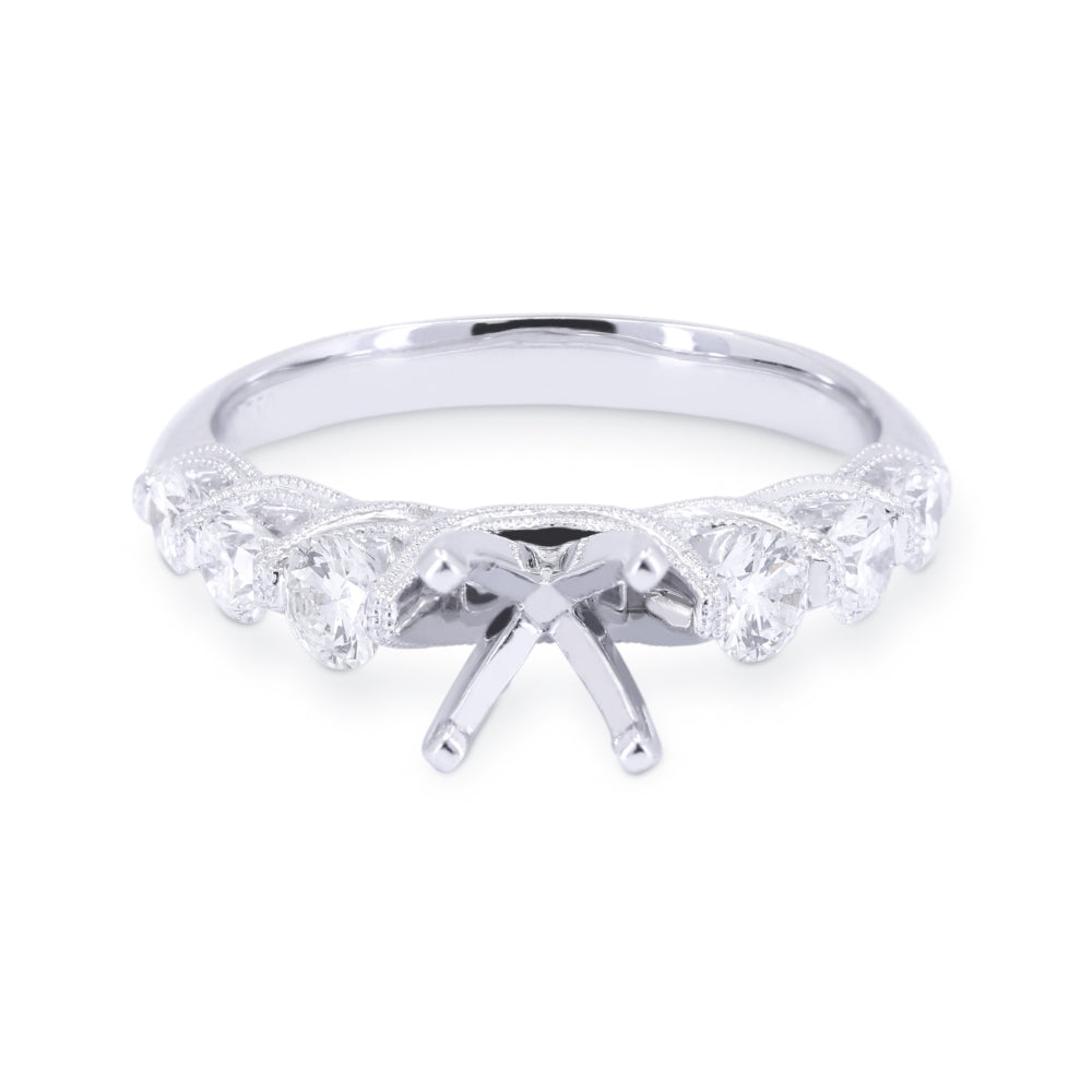 Beautiful Hand Crafted 14K White Gold   And Diamond Bridal Collection Ring