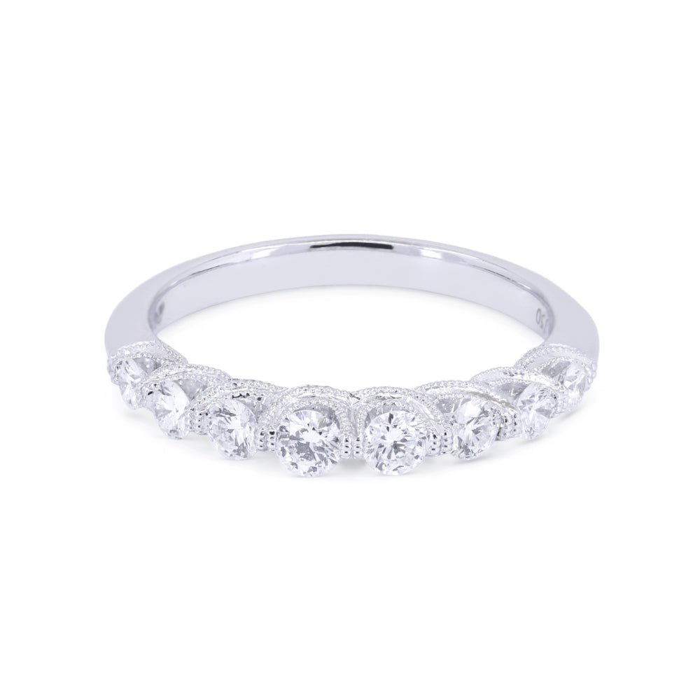 Beautiful Hand Crafted 14K White Gold   And Diamond Bridal Collection Ring