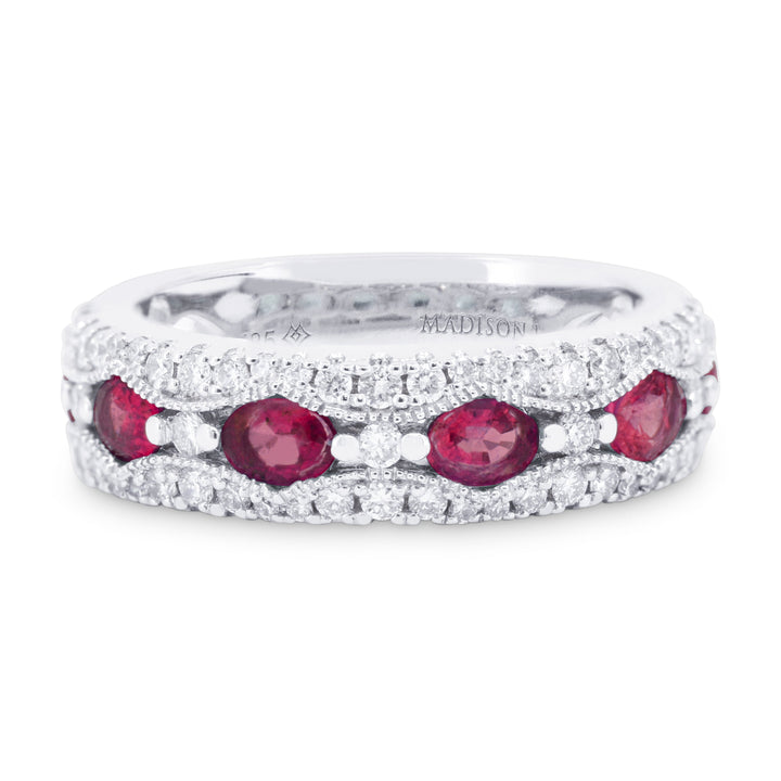 Beautiful Hand Crafted 14K White Gold  Ruby And Diamond Arianna Collection Ring