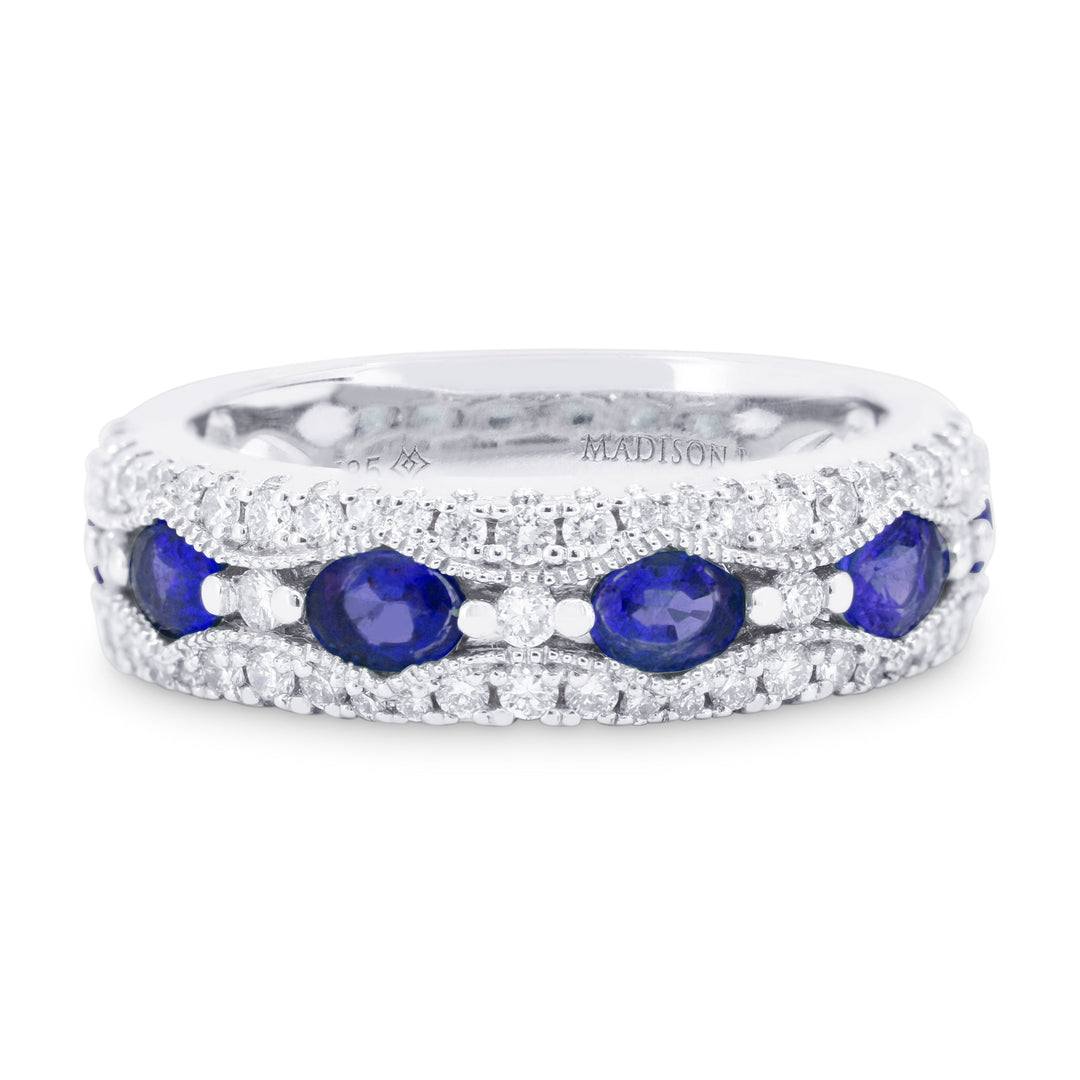 Beautiful Hand Crafted 14K White Gold  Sapphire And Diamond Arianna Collection Ring