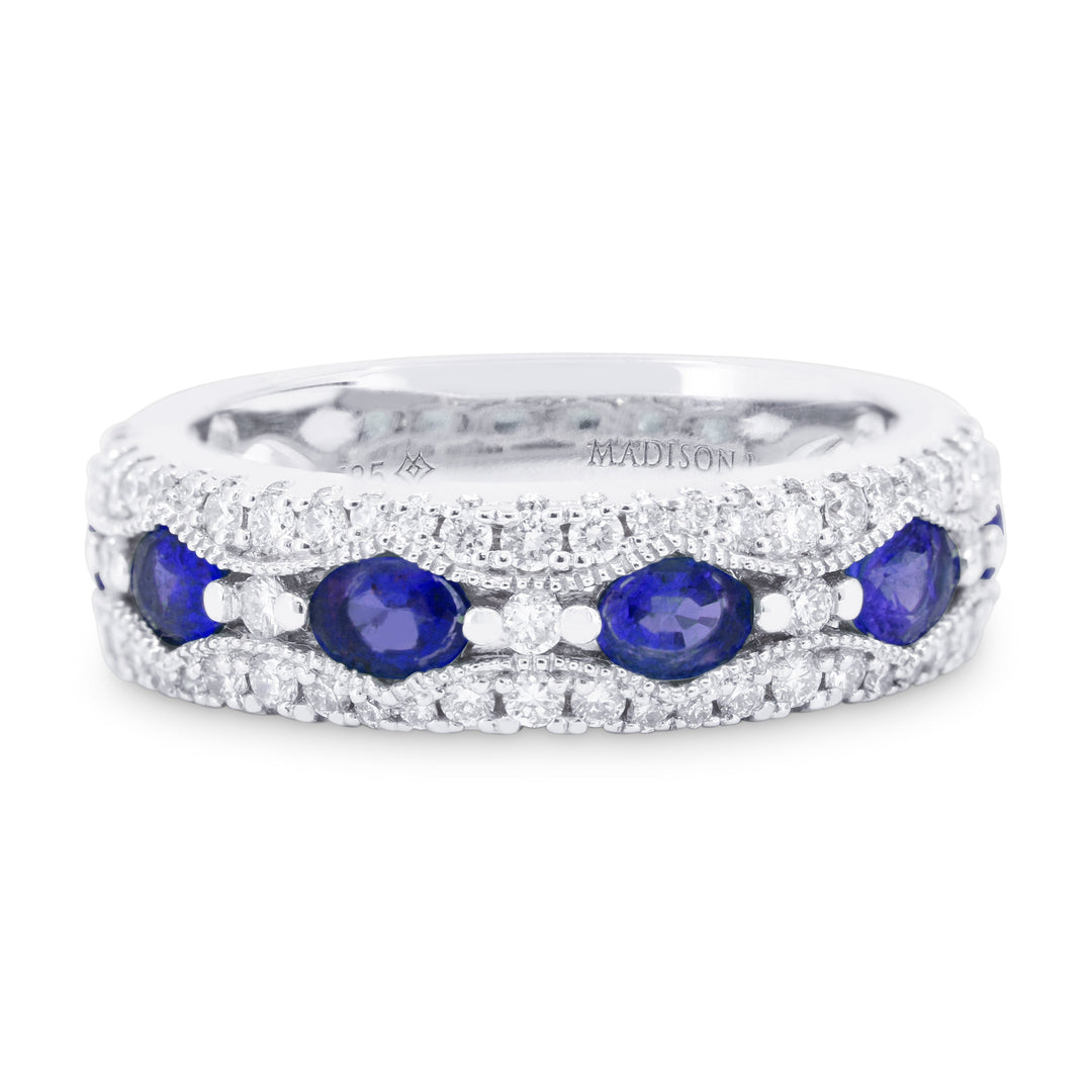 Beautiful Hand Crafted 14K White Gold  Sapphire And Diamond Arianna Collection Ring