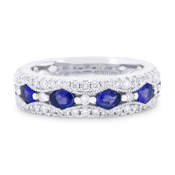 Beautiful Hand Crafted 14K White Gold  Sapphire And Diamond Arianna Collection Ring