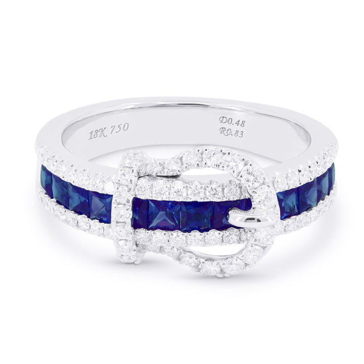 Beautiful Hand Crafted 18K White Gold  Sapphire And Diamond Arianna Collection Ring