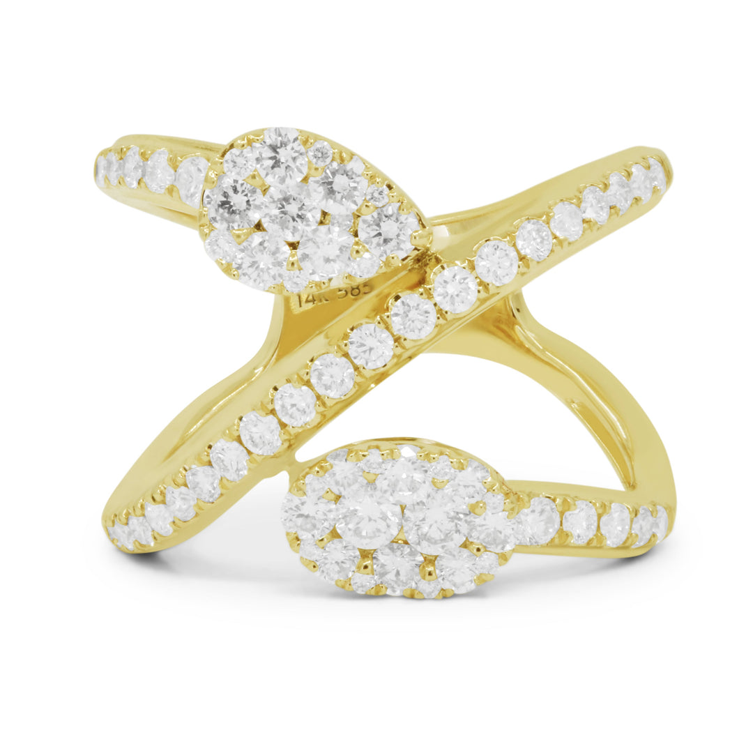 Beautiful Hand Crafted 14K Yellow Gold White Diamond Milano Collection Ring