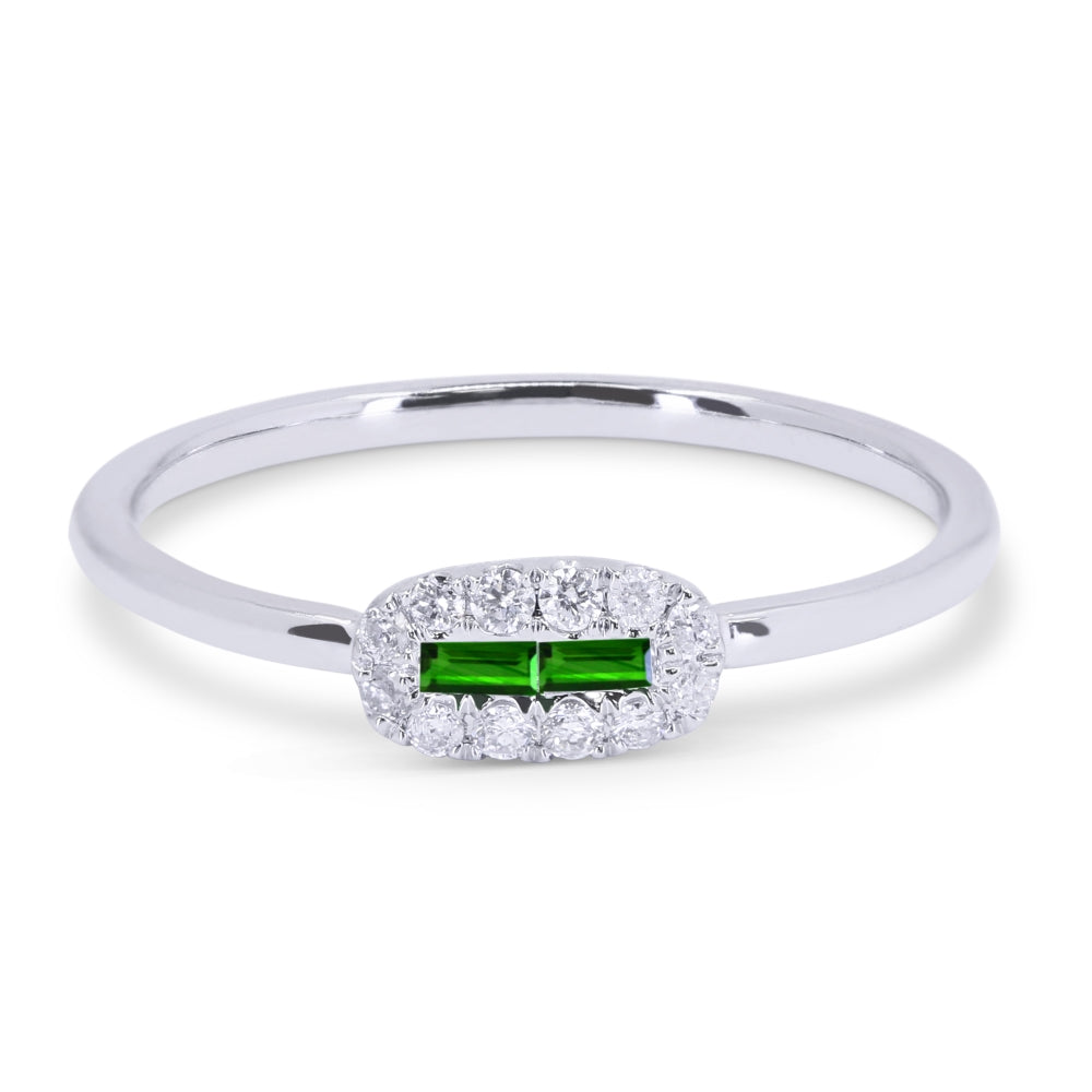 Beautiful Hand Crafted 14K White Gold  Emerald And Diamond Arianna Collection Ring