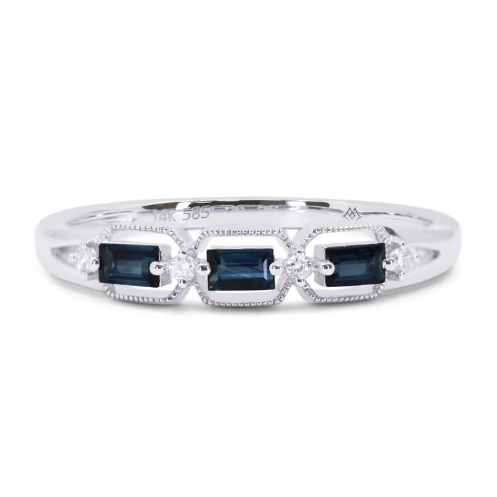 Beautiful Hand Crafted 14K White Gold  Sapphire And Diamond Arianna Collection Ring