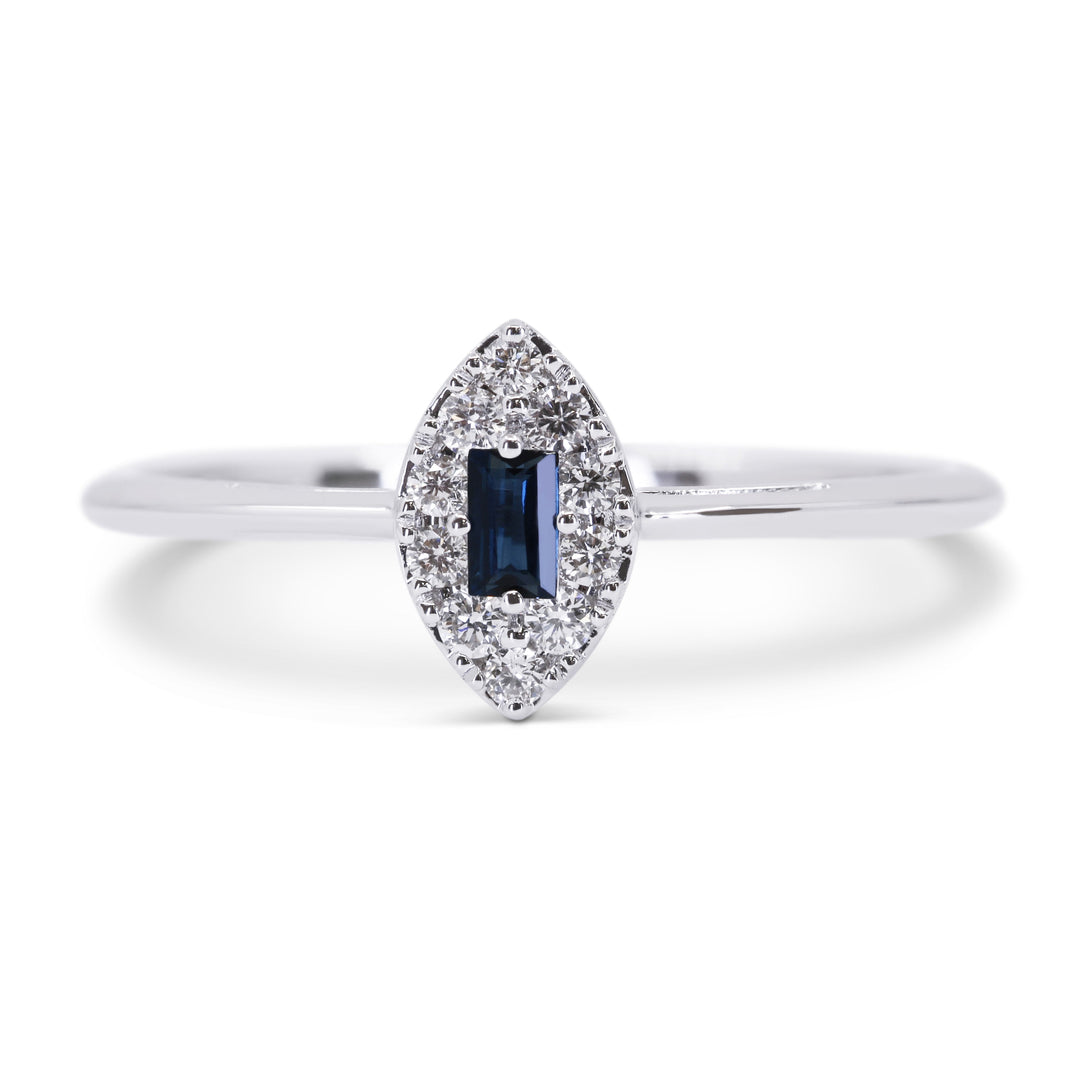 Beautiful Hand Crafted 14K White Gold  Sapphire And Diamond Arianna Collection Ring