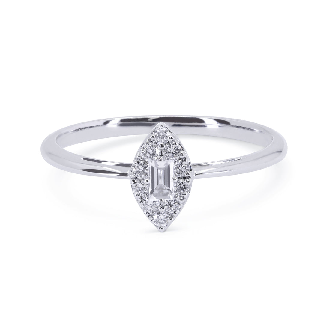 Beautiful Hand Crafted 14K White Gold White Diamond Milano Collection Ring