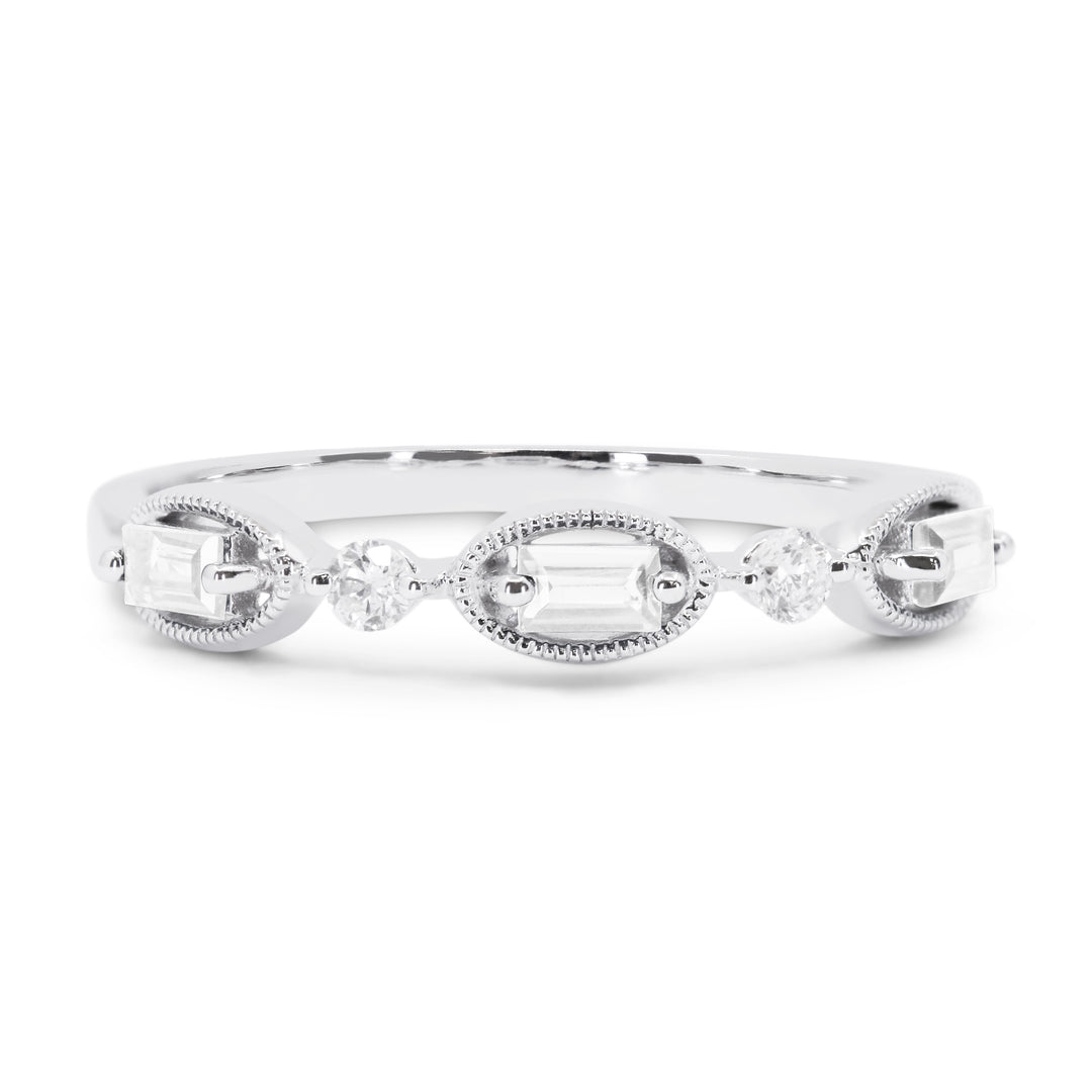Beautiful Hand Crafted 14K White Gold White Diamond Arianna Collection Ring