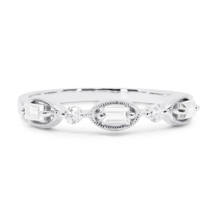 Beautiful Hand Crafted 14K White Gold White Diamond Milano Collection Ring