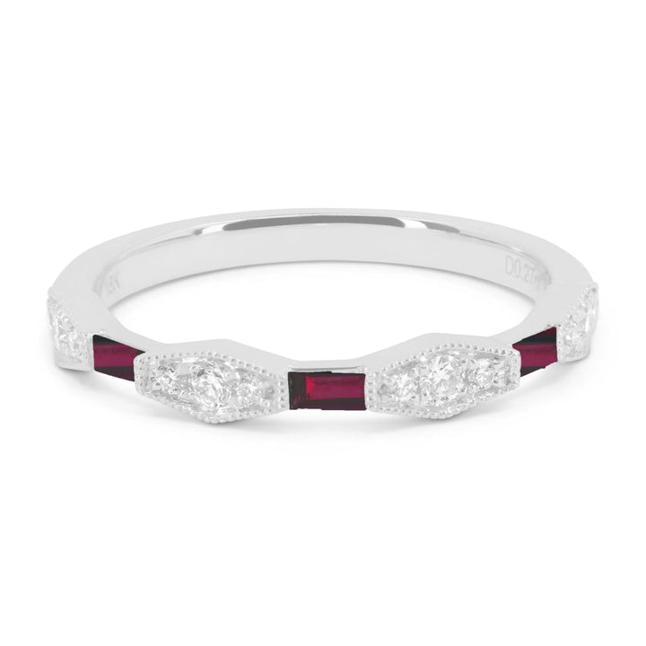 Beautiful Hand Crafted 14K White Gold  Ruby And Diamond Arianna Collection Ring