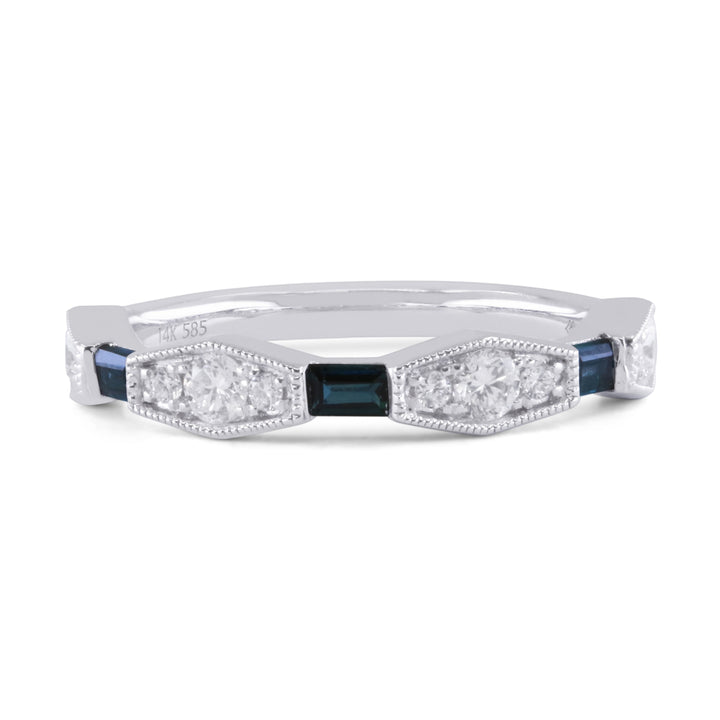 Beautiful Hand Crafted 14K White Gold  Sapphire And Diamond Arianna Collection Ring