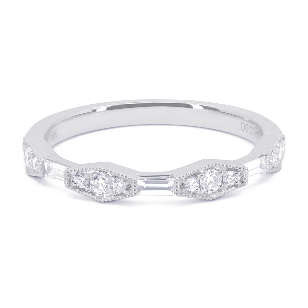 Beautiful Hand Crafted 14K White Gold White Diamond Arianna Collection Ring