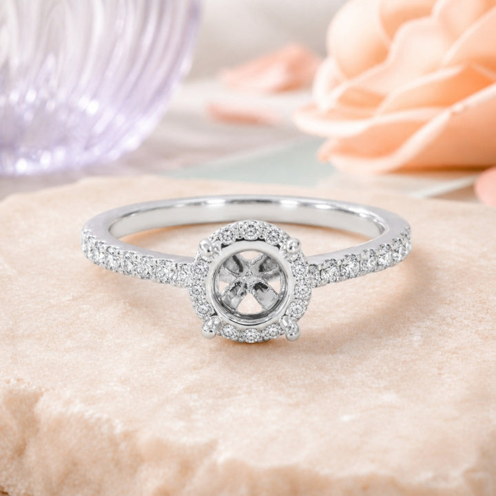 R1664 - 14K White Gold Diamond Engagement Ring