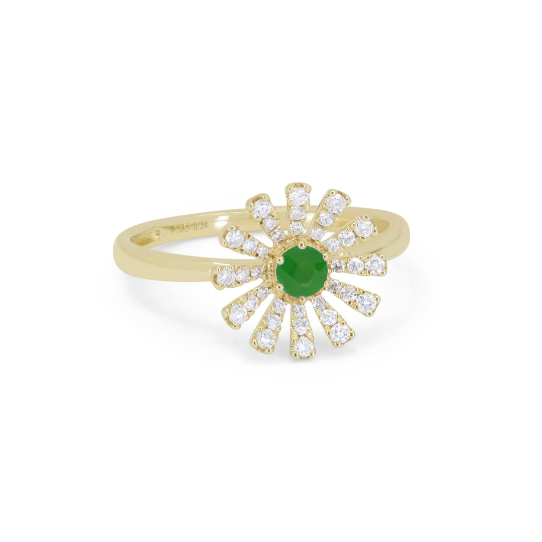 Beautiful Hand Crafted 14K Yellow Gold  Emerald And Diamond Arianna Collection Ring