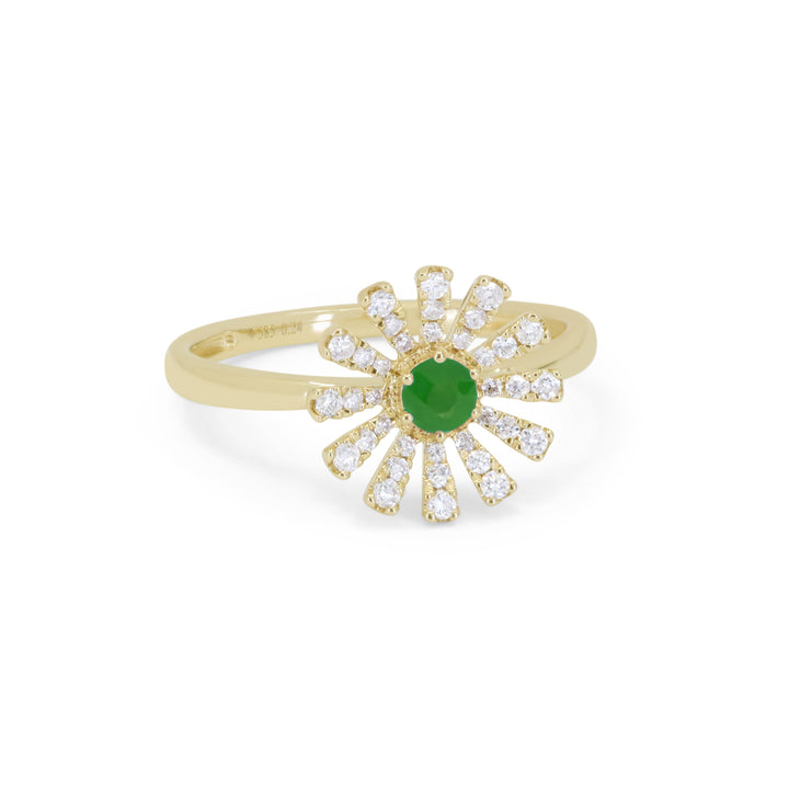Beautiful Hand Crafted 14K Yellow Gold  Emerald And Diamond Arianna Collection Ring
