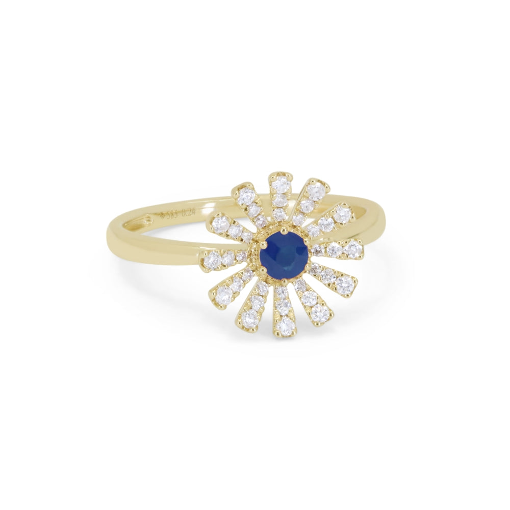 Beautiful Hand Crafted 14K Yellow Gold  Sapphire And Diamond Arianna Collection Ring