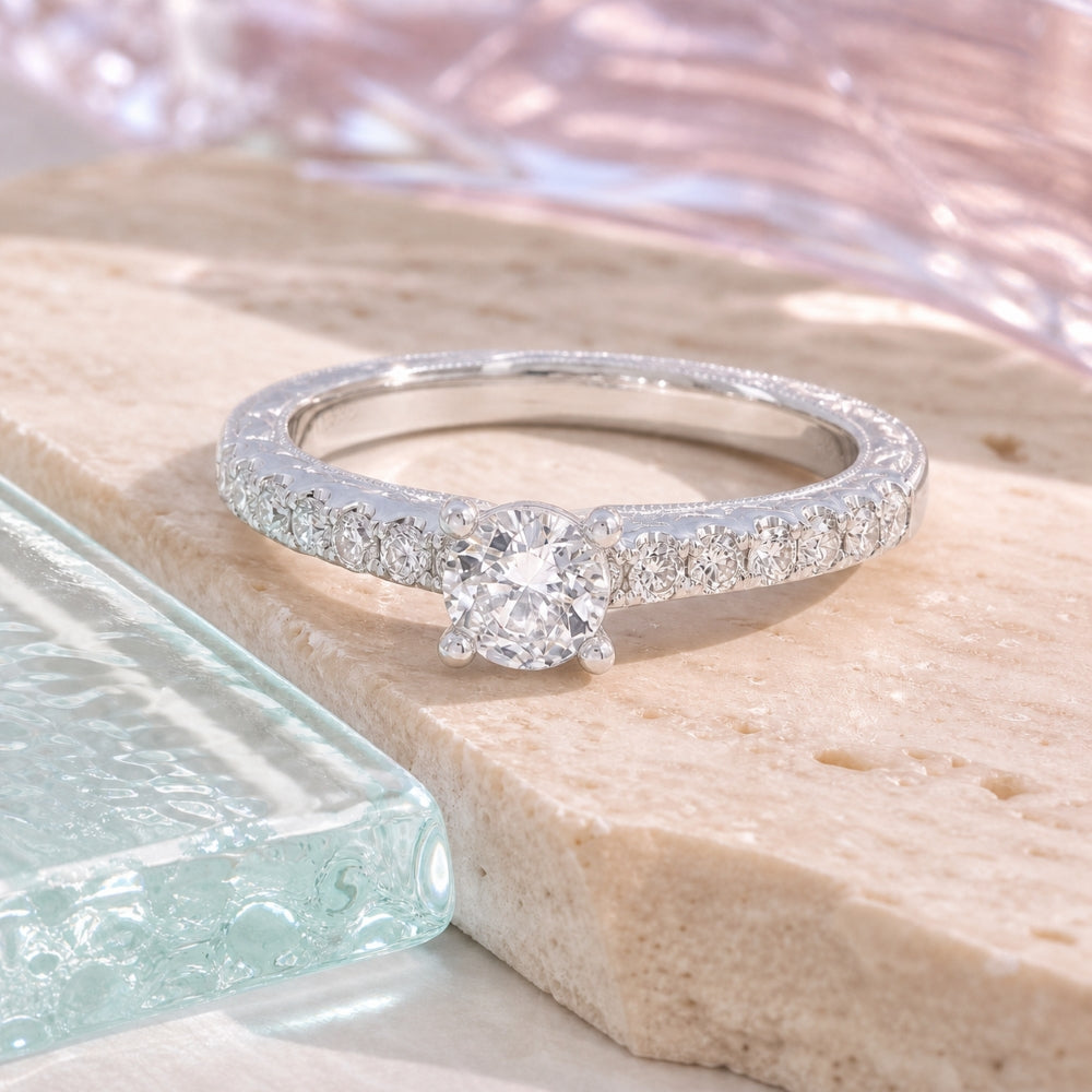 R1667 - 14K White Gold Diamond Engagement Ring