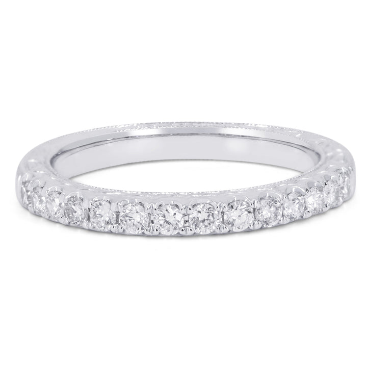 Beautiful Hand Crafted 14K White Gold   And Diamond Bridal Collection Ring