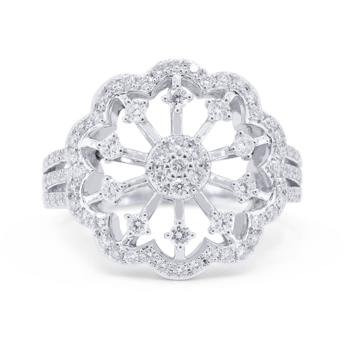 Beautiful Hand Crafted 14K White Gold White Diamond Milano Collection Ring