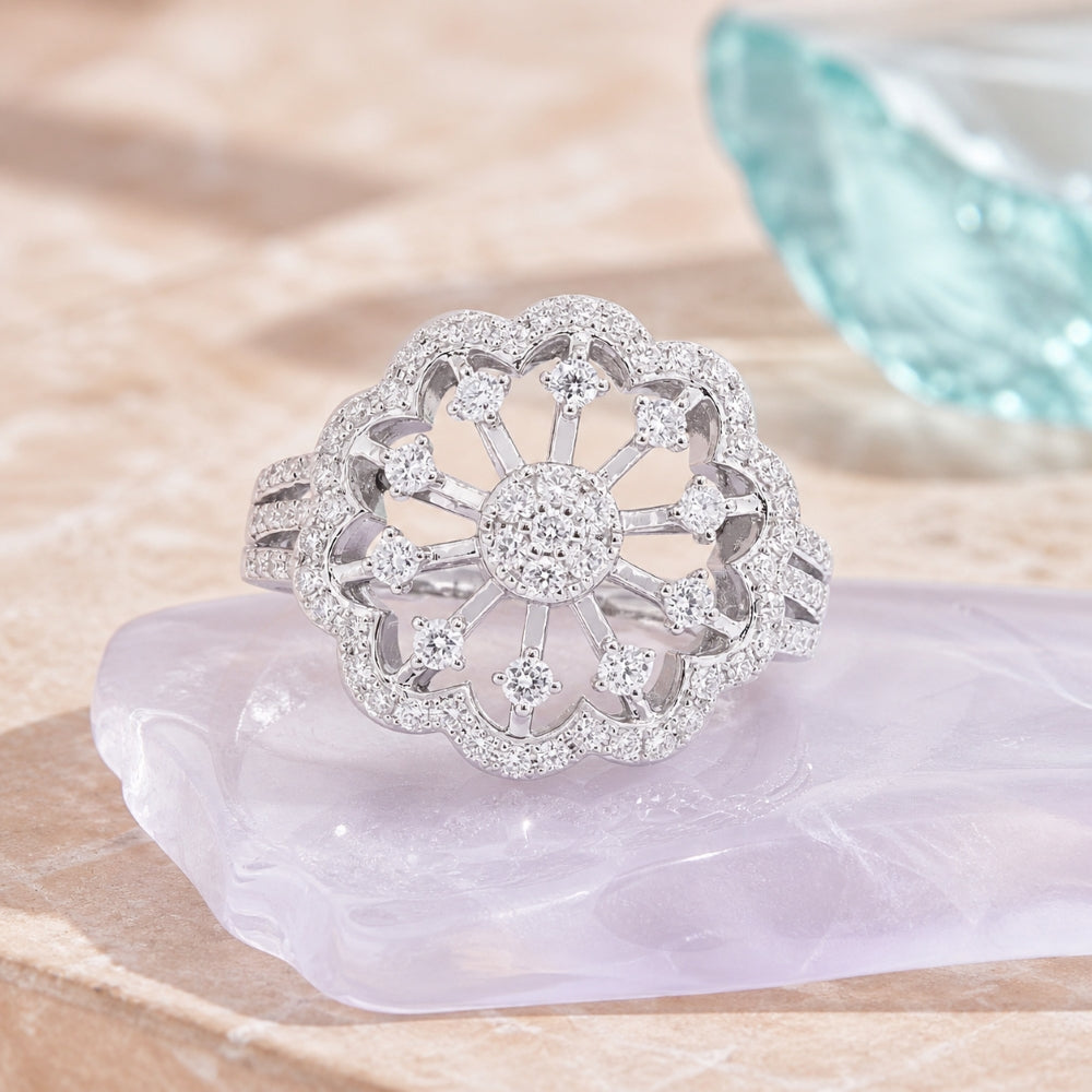 R1669 - 14K White Gold Diamond Cocktail Ring