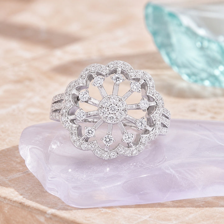 R1669 - 14K White Gold Diamond Cocktail Ring