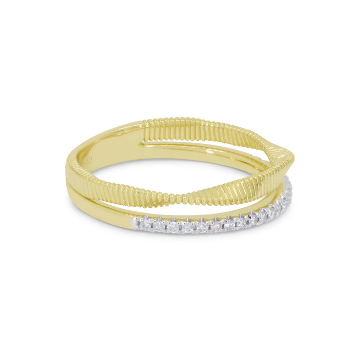 Beautiful Hand Crafted 14K Yellow Gold White Diamond Milano Collection Ring