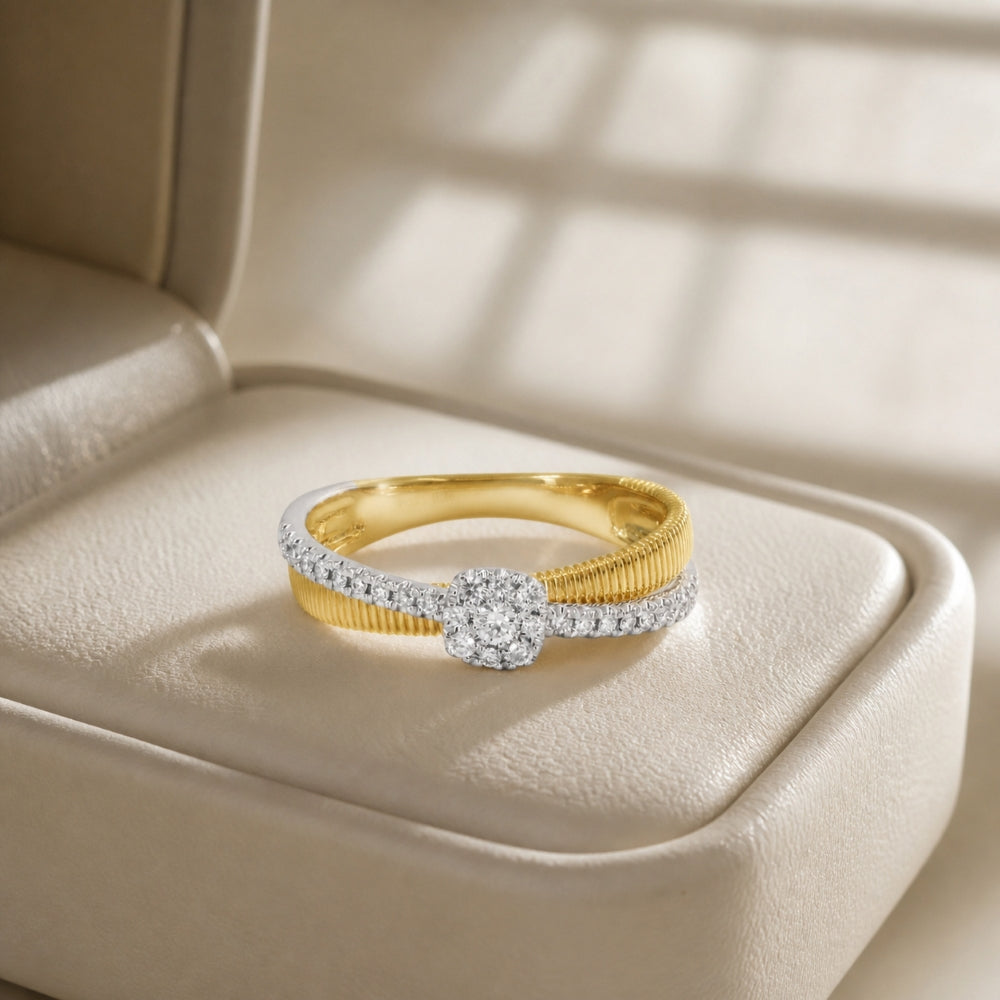 R1676 - 14K Two Tone Gold Diamond Ring