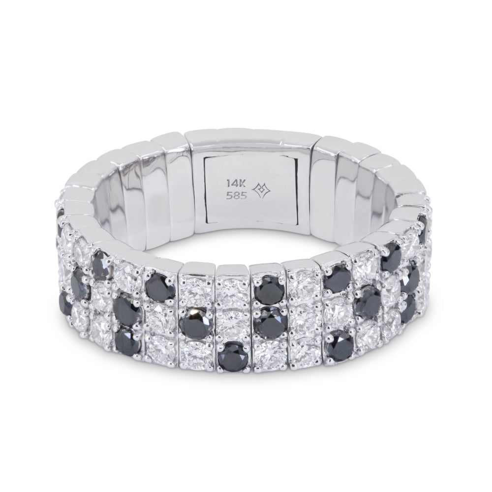 Beautiful Hand Crafted 14K White Gold  Black Diamond And Diamond Milano Collection Ring