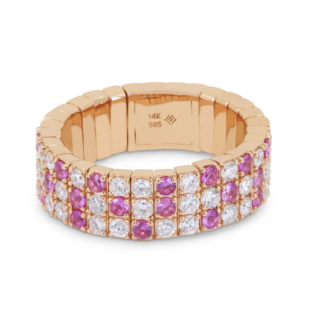 Beautiful Hand Crafted 14K Rose Gold  Pink Sapphire And Diamond Arianna Collection Ring