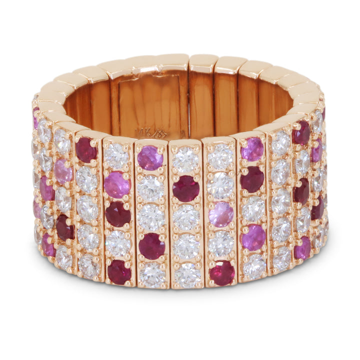 Beautiful Hand Crafted 14K Rose Gold  Ruby And Diamond Milano Collection Ring