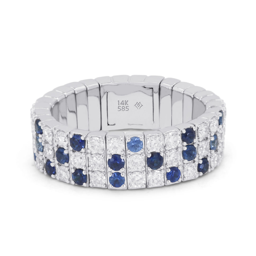 Beautiful Hand Crafted 14K White Gold  Sapphire And Diamond Milano Collection Ring