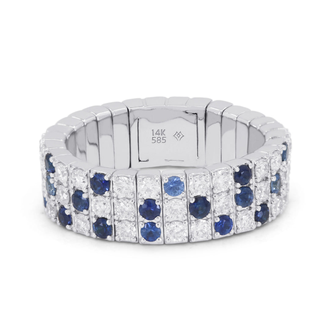 Beautiful Hand Crafted 14K White Gold  Sapphire And Diamond Arianna Collection Ring