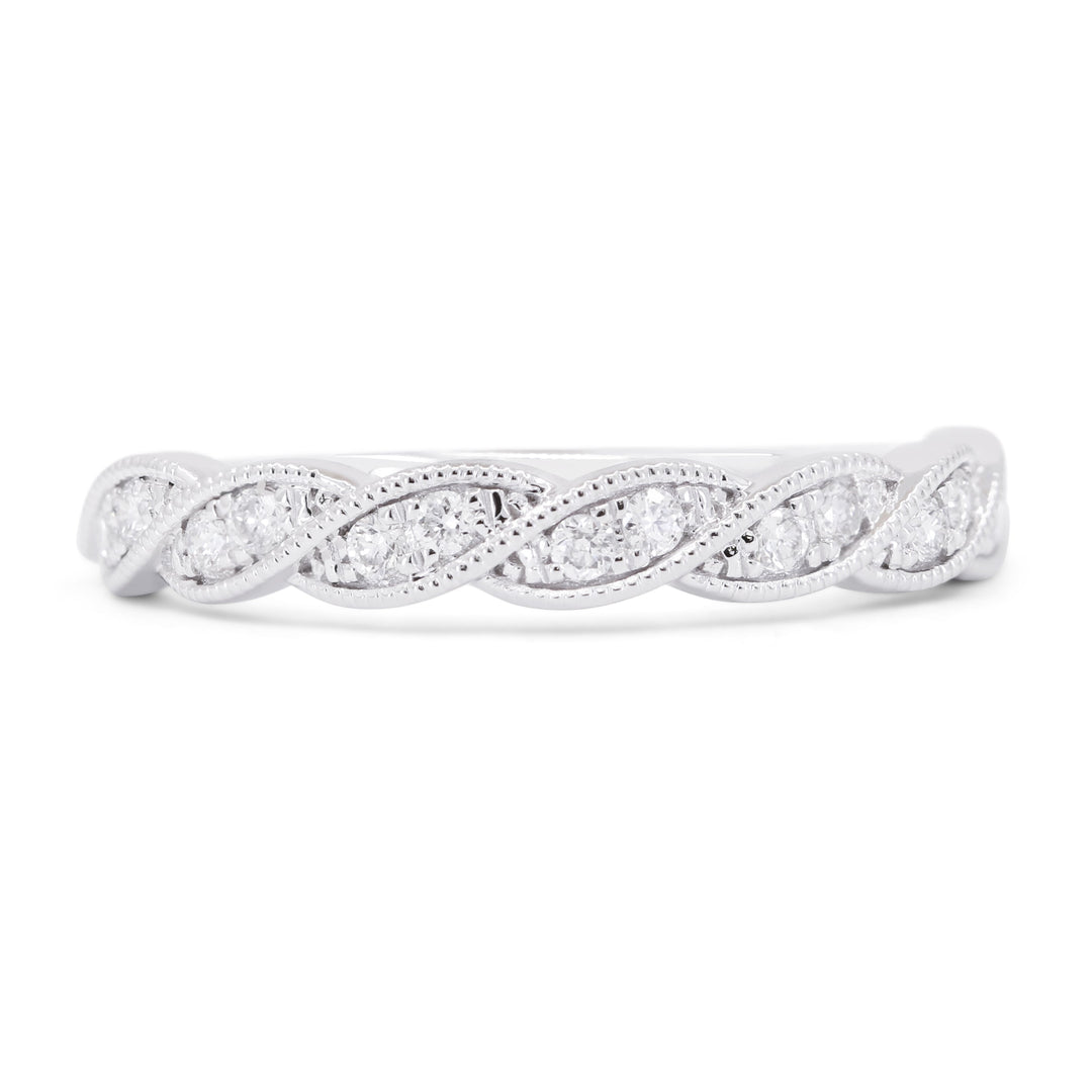 Beautiful Hand Crafted 14K White Gold White Diamond Bridal Collection Ring