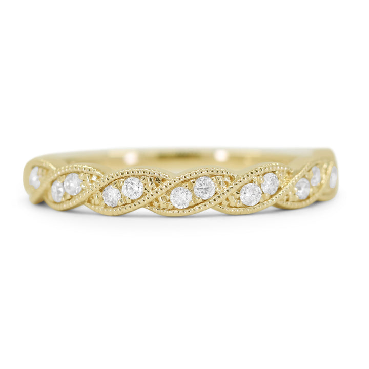 Beautiful Hand Crafted 14K Yellow Gold White Diamond Bridal Collection Ring