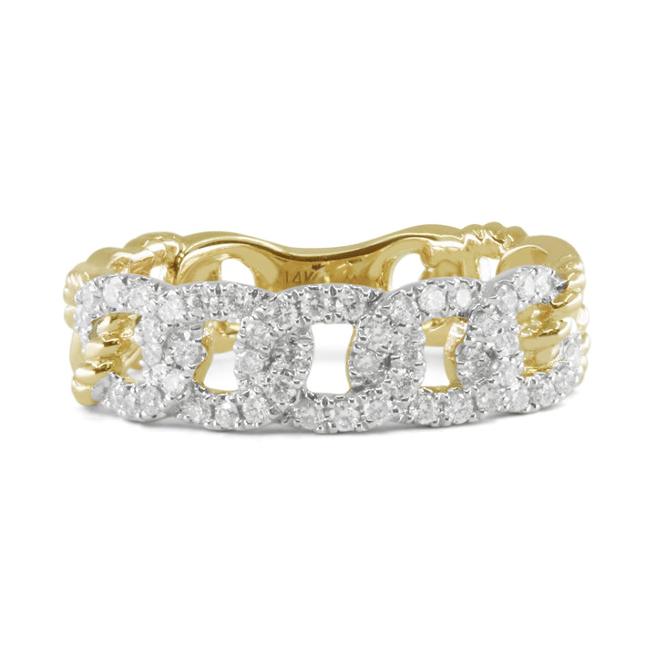 Beautiful Hand Crafted 14K Yellow Gold White Diamond Milano Collection Ring
