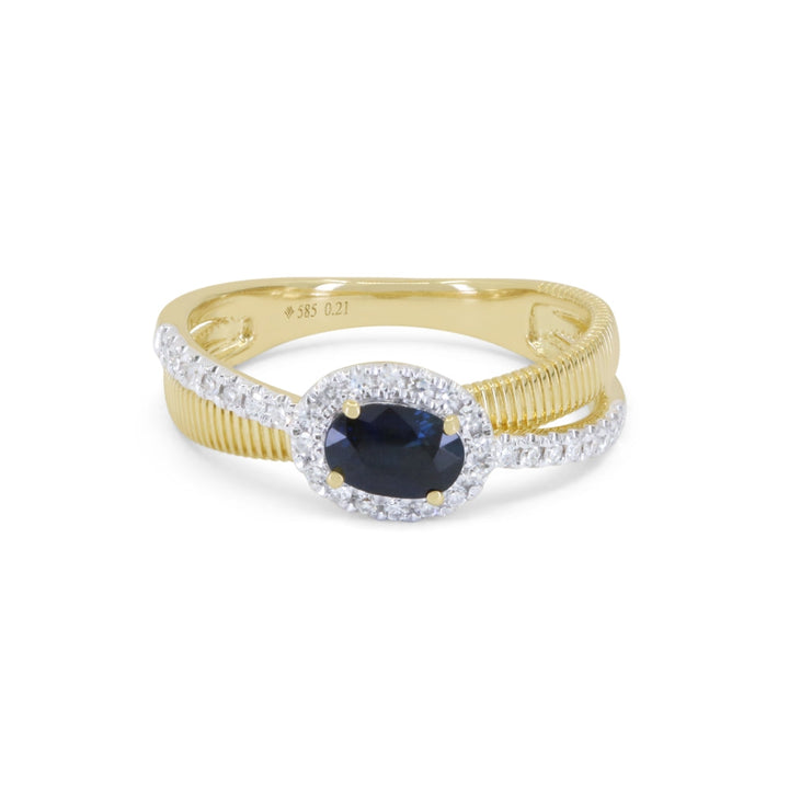Beautiful Hand Crafted 14K Yellow Gold  Sapphire And Diamond Arianna Collection Ring