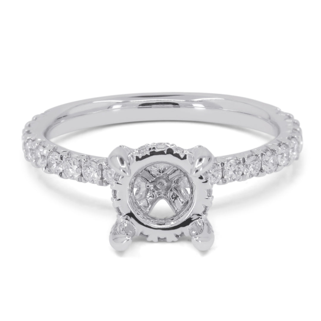 Beautiful Hand Crafted 18K White Gold White Diamond Bridal Collection Ring